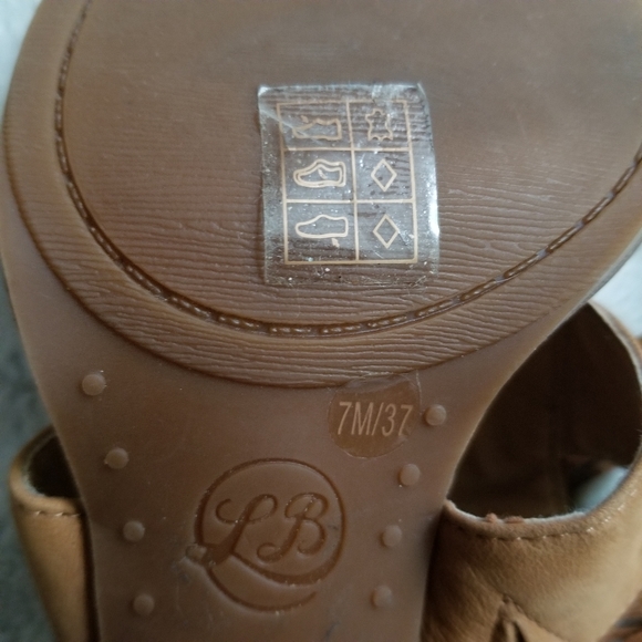 LUCKY BRAND Leesha Leather Fringe Strap Block Heel Sandal Brown Sugar Si… - Picture 7 of 12